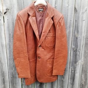 Vtg Campus Studio One leather blazer jacket cognac brown size 44